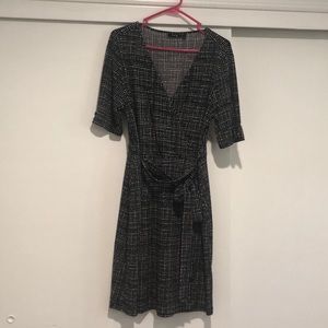 Apt. 9 Black and White Checkered Wrap Dress